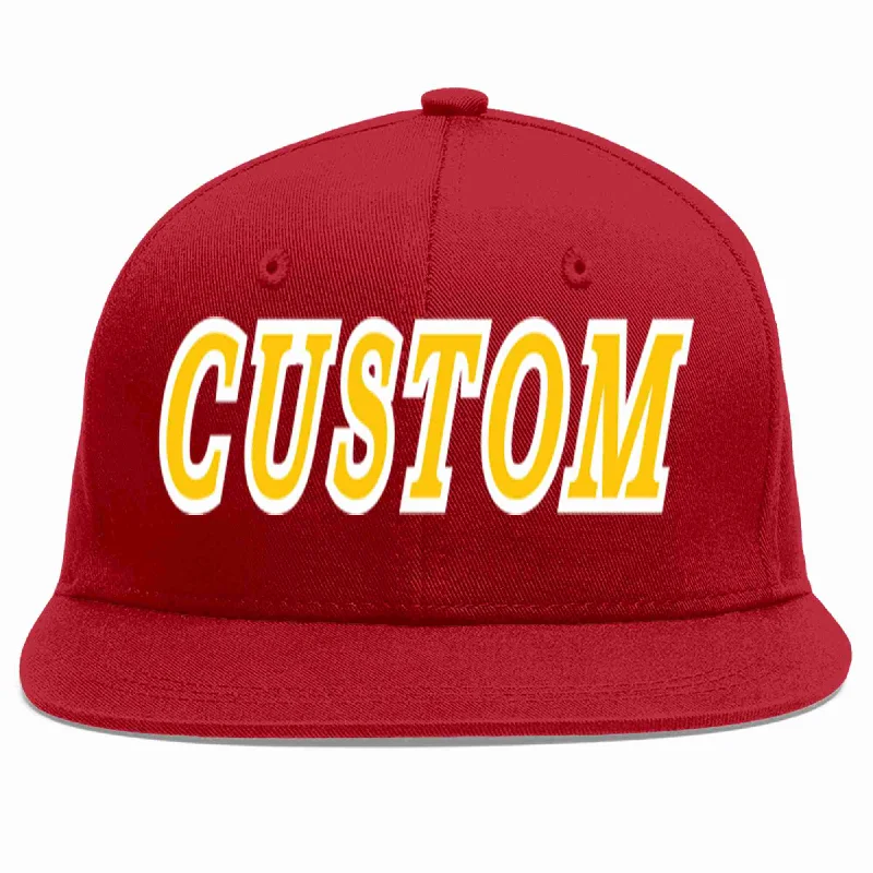 Moisture Wicking Baseball Cap-Custom Red Gold-White Casual Sport Baseball Cap