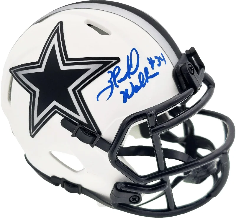 Camo Football Helmet-Herschel Walker Autographed Dallas Cowboys Lunar Eclipse White Speed Mini Helmet Beckett BAS QR Stock #193846