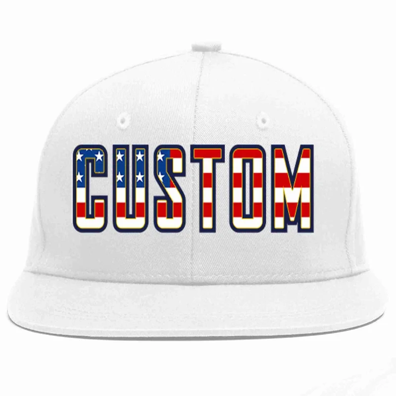 Eco-Friendly Baseball Cap-Custom White Vintage USA Flag-Gold Casual Sport Baseball Cap