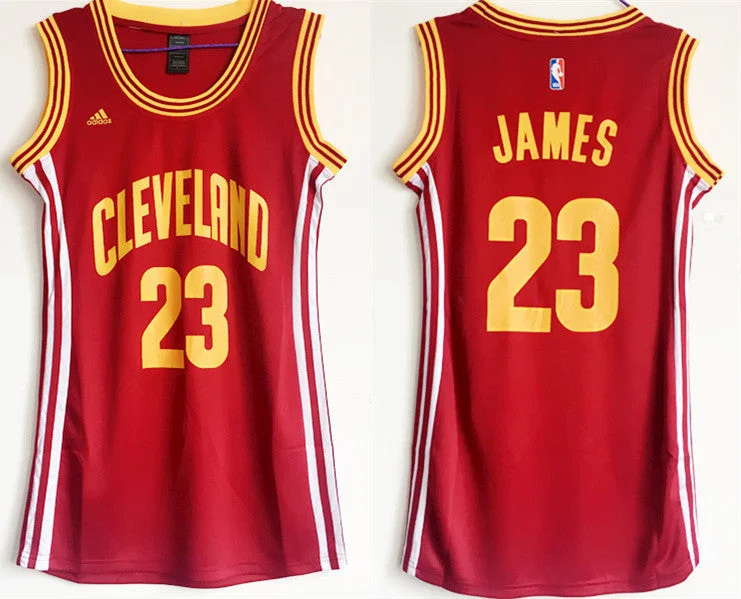 Minimalist Basketball Jersey-Cavaliers 23 Lebron James Red Women Swingman Basketball Jersey