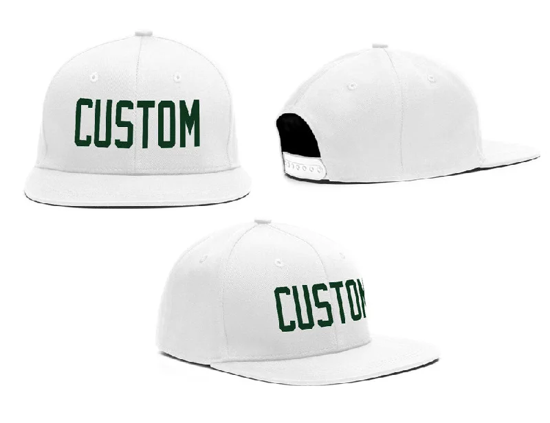 Wool Baseball Cap-Custom White Green Casual Sport Baseball Cap