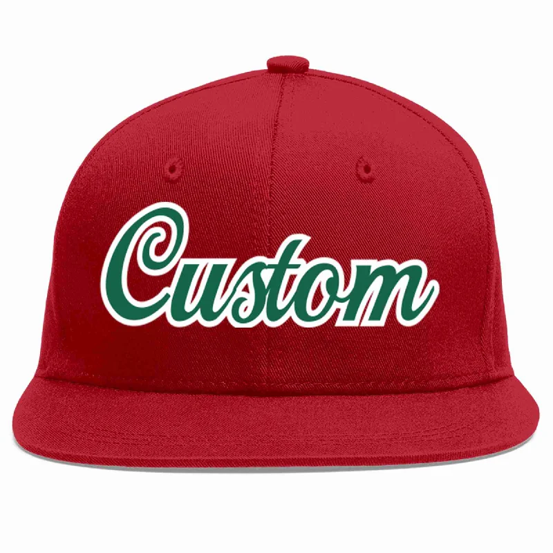 Streetwear Baseball Cap-Custom Red Kelly Green-White Casual Sport Baseball Cap