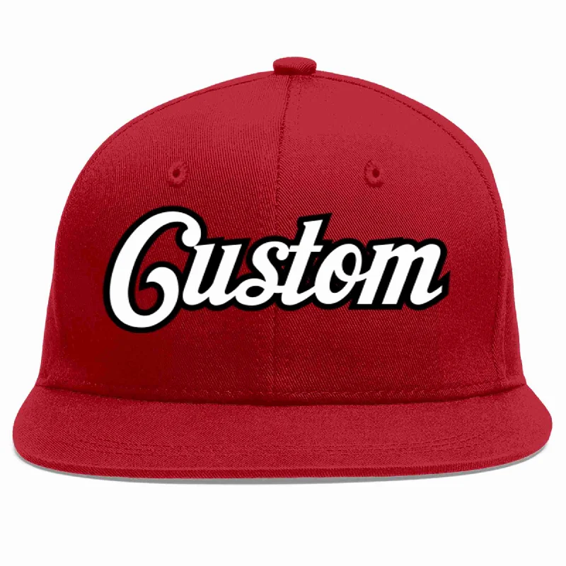 Two Tone Baseball Cap-Custom Red White-Black Casual Sport Baseball Cap