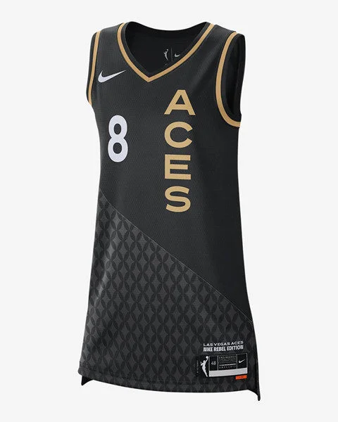 Commemorative Basketball Jersey-Women Las Vegas Aces #8 Liz Cambage Black 2021 Rebel Edition Stitched W Basketball Jersey