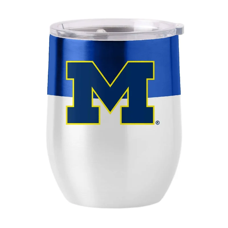 Handleless Team Mug-Michigan 16oz Colorblock Stainless Curved Beverage