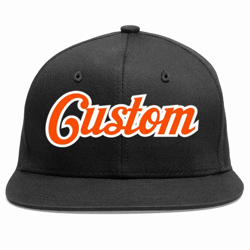 Statement Baseball Cap-Custom Black Orange-White Casual Sport Baseball Cap