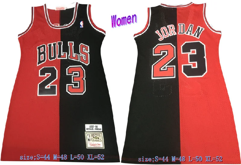 Pink Basketball Jersey-Bulls 23 Michael Jordan Split Black Red Women 1997-98 Hardwood Classics Mesh Basketball Jersey