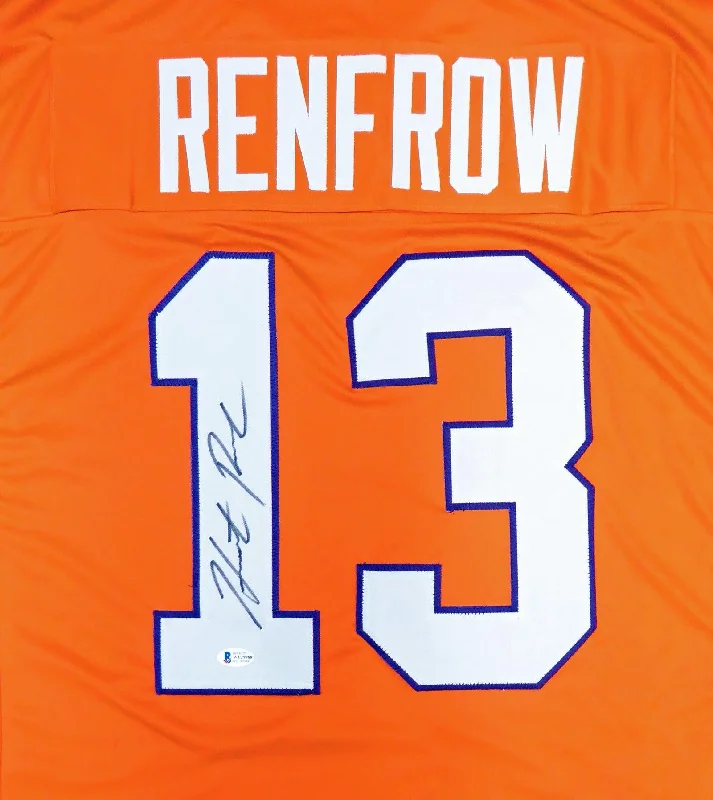 Faceguard Football Helmet-Clemson Tigers Hunter Renfrow Autographed Orange Jersey Beckett BAS Stock #185734