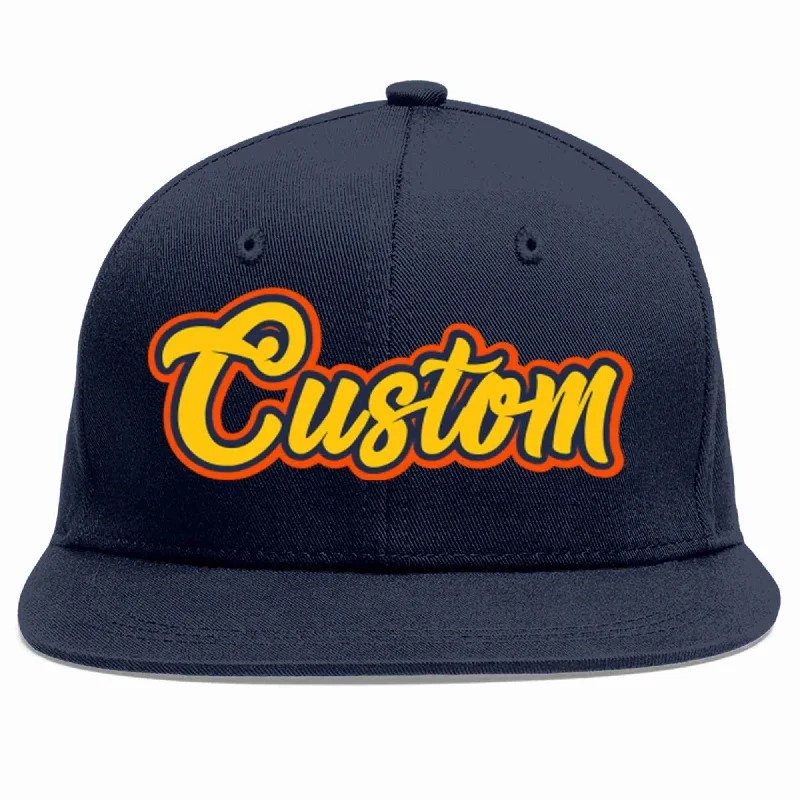 UV Protection Baseball Cap-Custom Navy Gold-Navy Casual Sport Baseball Cap