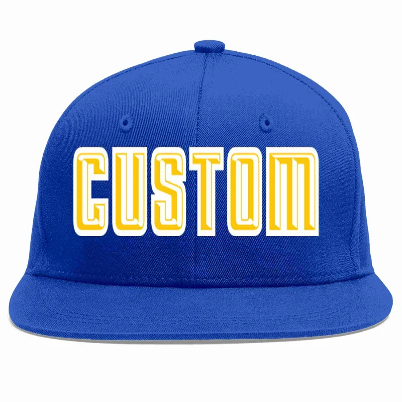 Trucker Baseball Cap-Custom Royal Gold-White Casual Sport Baseball Cap