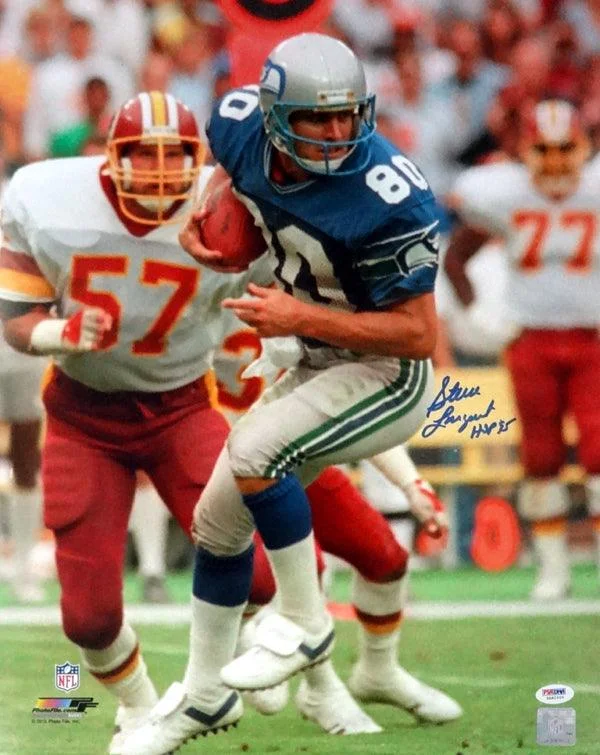 Anti-Concussion Football Helmet-Steve Largent Autographed 16x20 Photo Seattle Seahawks "HOF 95" PSA/DNA ITP Stock #89903