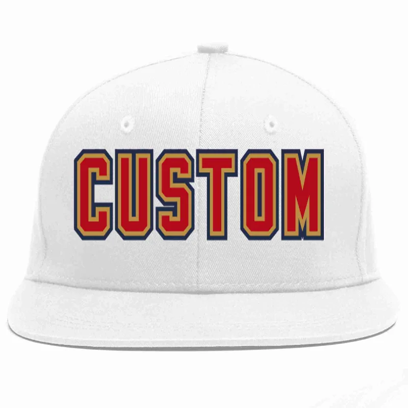 Lightweight Baseball Cap-Custom White Red-Old Gold Casual Sport Baseball Cap