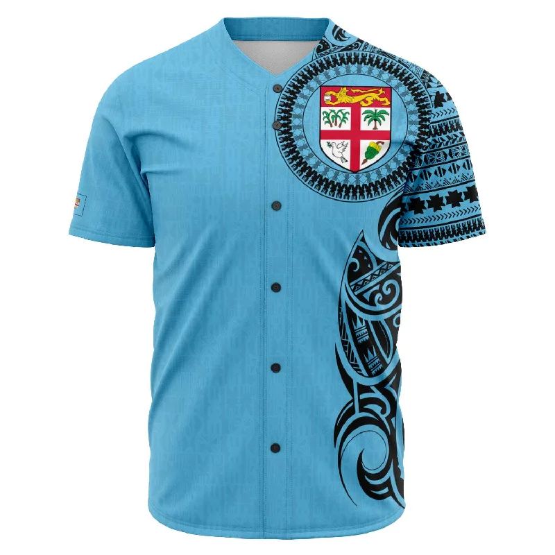 Blue Baseball Jersey-Fiji Design Baseball Jersey - Fiji Shirt Designs