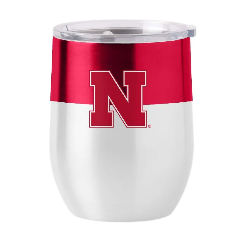 Desk Team Mug-Nebraska 16oz Colorblock Stainless Curved Beverage