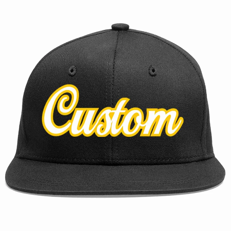 Punk Baseball Cap-Custom Black White-Gold Casual Sport Baseball Cap