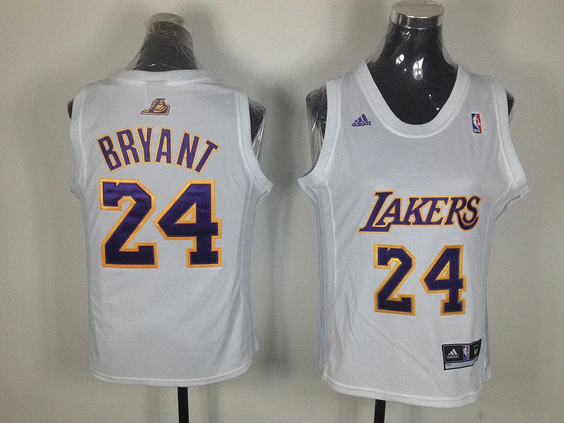 Grey Basketball Jersey-Lakers 24 Bryant White Women Basketball Jersey