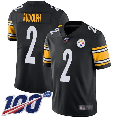 Yellow Soccer Jersey-Steelers #2 Mason Rudolph Black Team Color Men's Stitched Football 100th Season Vapor Limited Jersey