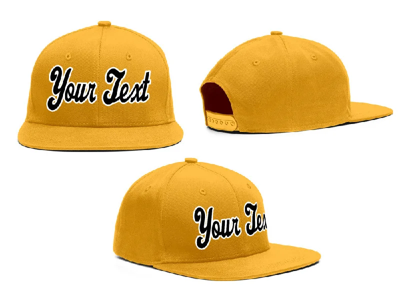 Unstructured Baseball Cap-Custom Yellow Black-White Casual Sport Baseball Cap