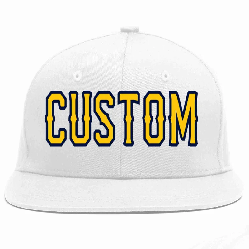 Cartoon Baseball Cap-Custom White Gold-Navy Casual Sport Baseball Cap