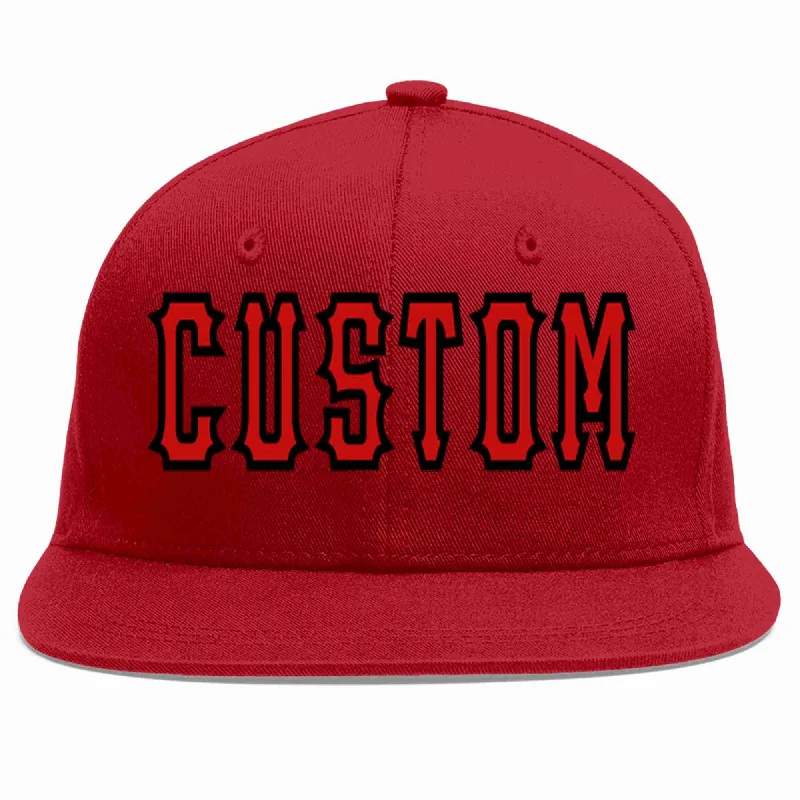 Patchwork Baseball Cap-Custom Red Red-Black Casual Sport Baseball Cap