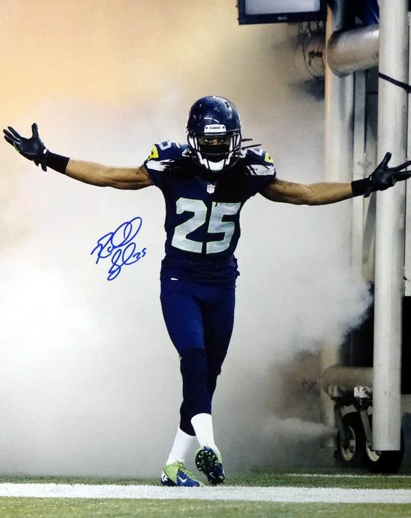 Pink Football Helmet-Richard Sherman Autographed 16x20 Photo Seattle Seahawks RS Holo Stock #71541