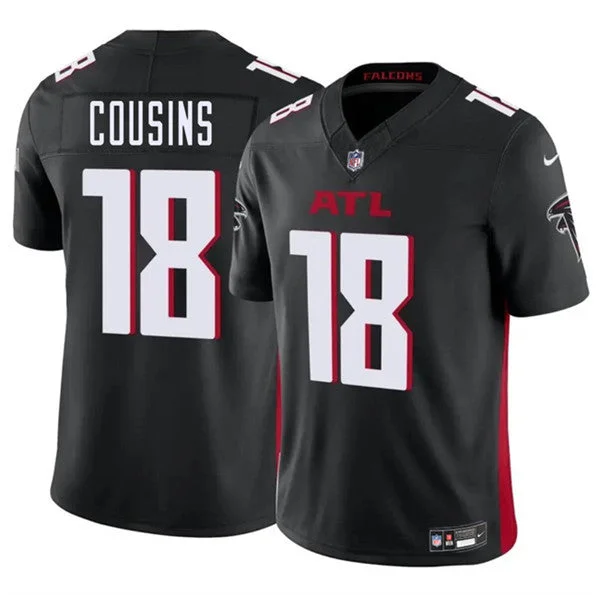 Collared Soccer Jersey-Men's Atlanta Falcons #18 Kirk Cousins Black 2023 F.U.S.E. Untouchable Limited Football Stitched Jersey