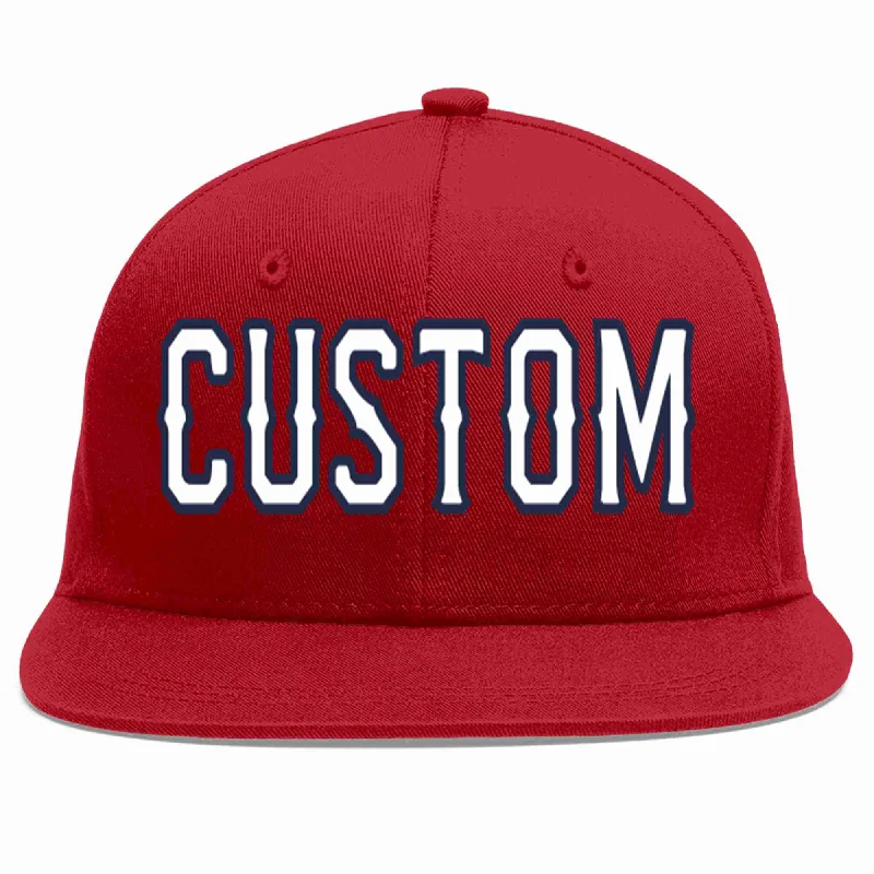 Fitted Baseball Cap-Custom Red White-Navy Casual Sport Baseball Cap