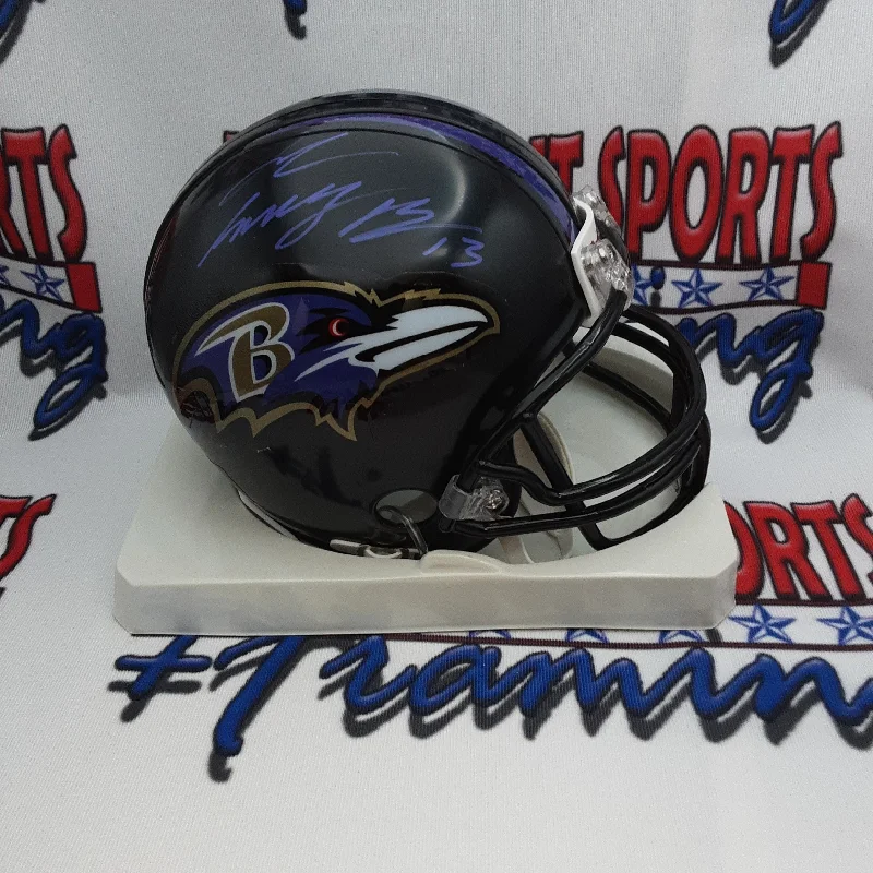 Moisture Control Football Helmet-John Brown Authentic Signed Autographed Mini Helmet JSA.