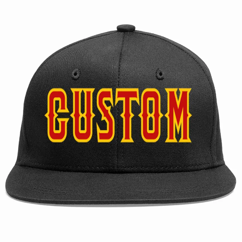 Beach Baseball Cap-Custom Black Red-Yellow Casual Sport Baseball Cap