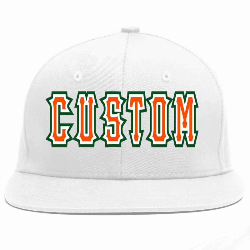 Movie Baseball Cap-Custom White Orange-White Casual Sport Baseball Cap