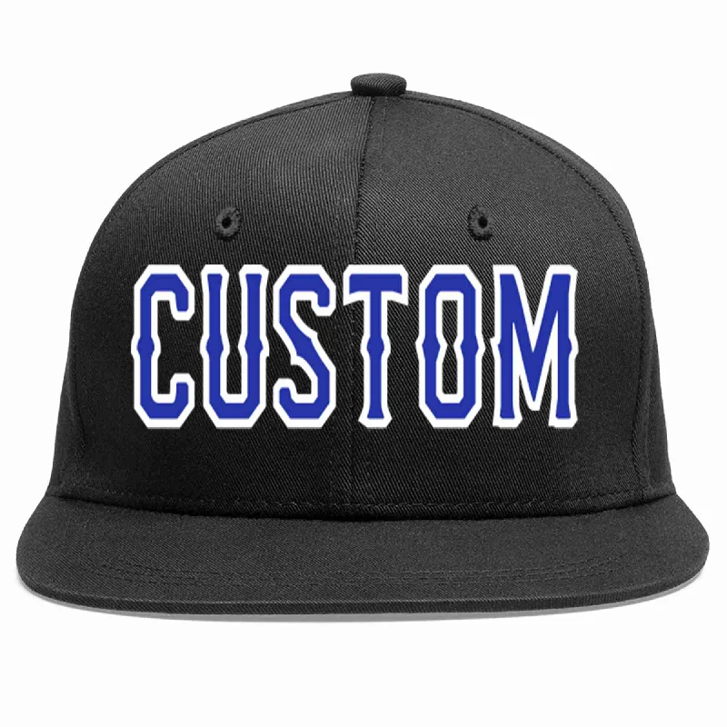 Wool Baseball Cap-Custom Black Royal-White Casual Sport Baseball Cap