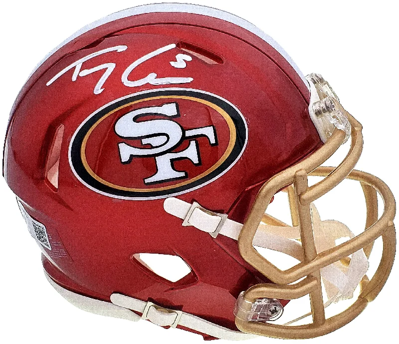 All-Weather Football Helmet-Trey Lance Autographed San Francisco 49ers Flash Red Speed Mini Helmet Beckett BAS QR Stock #197093