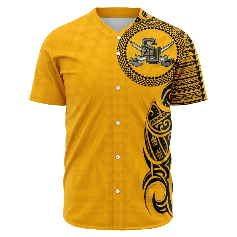 Pullover Baseball Jersey-Southwestern University Pirates  Baseball Jersey - Southwestern Pirates Polynesian Design Shirt