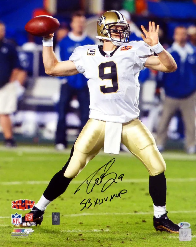 Tactical Football Helmet-Drew Brees Autographed 16x20 Photo New Orleans Saints "SB XLIV MVP" Beckett BAS Stock #145149