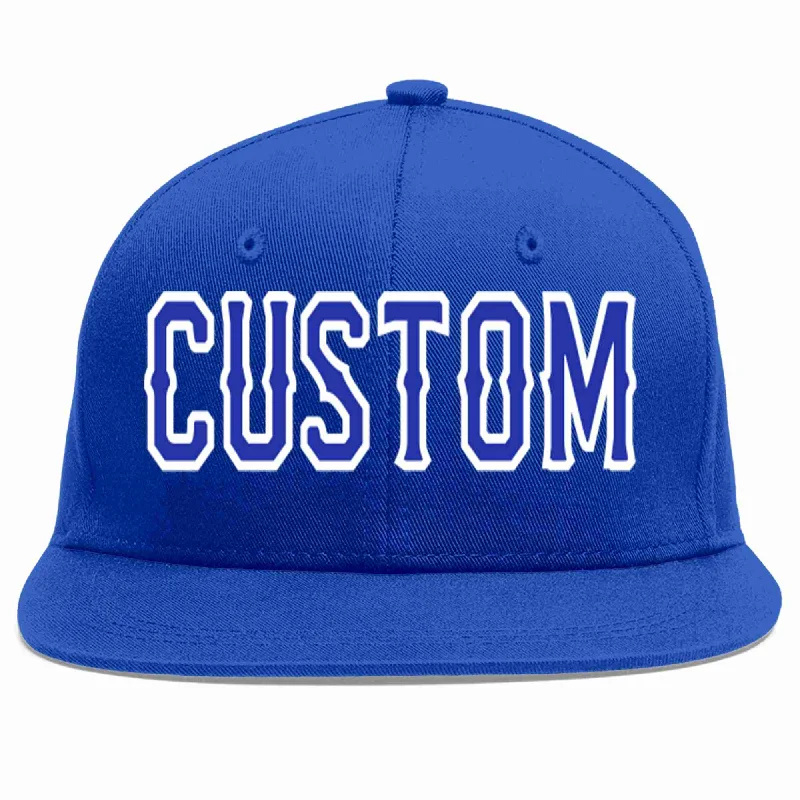 Leather Baseball Cap-Custom Royal Royal-White Casual Sport Baseball Cap