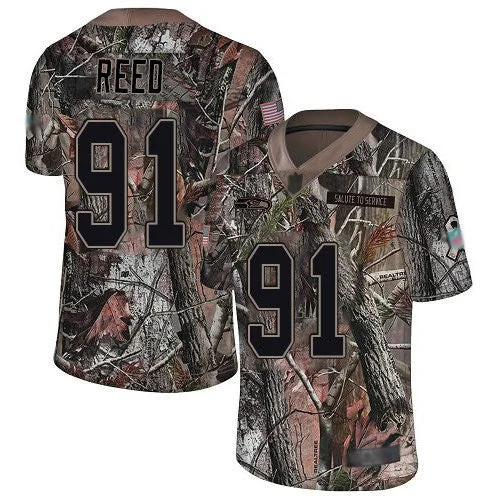 Green Soccer Jersey-Seahawks #91 Jarran Reed Camo Men's Stitched Football Limited Rush Realtree Jersey