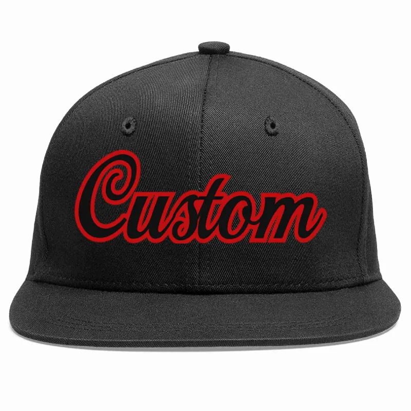 Music Band Baseball Cap-Custom Black Black-Red Casual Sport Baseball Cap