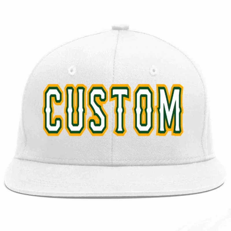 Faux Fur Lined Baseball Cap-Custom White White-Kelly Green Casual Sport Baseball Cap