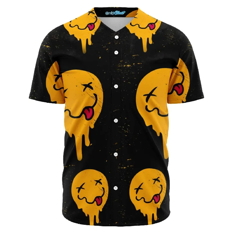 Youth Baseball Jersey-Trippy Smiley Baseball Jersey