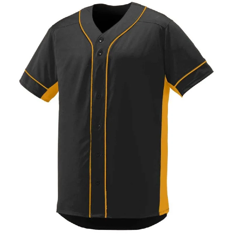 Grey Baseball Jersey-Slugger Baseball Jersey Black-Gold