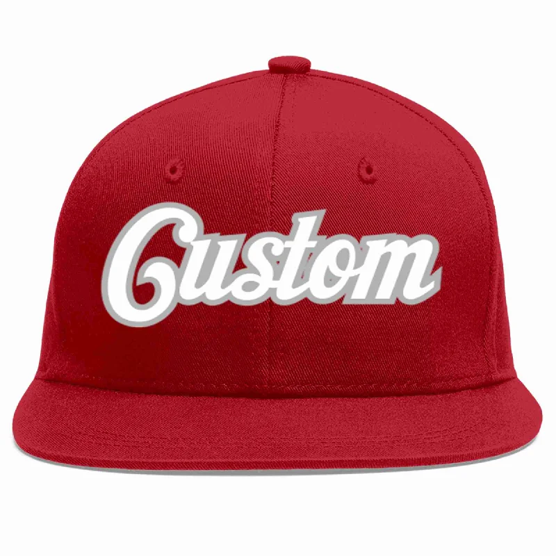 Basketball Team Baseball Cap-Custom Red White-Gray Casual Sport Baseball Cap