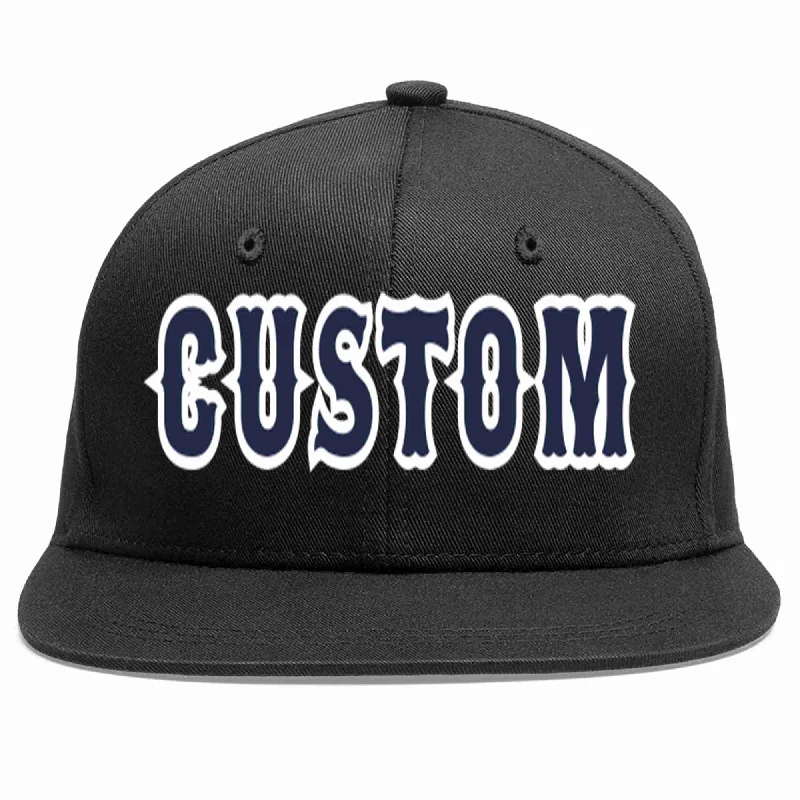 Printed Baseball Cap-Custom Black Navy-White Casual Sport Baseball Cap