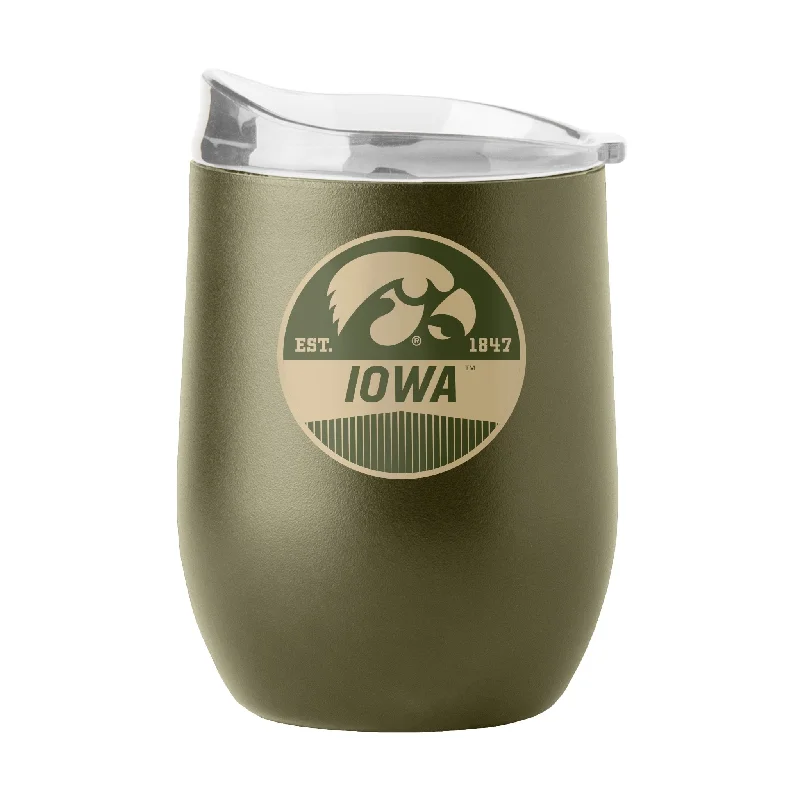 Yellow Team Mug-Iowa 16oz Badge Powder Coat Curved Beverage