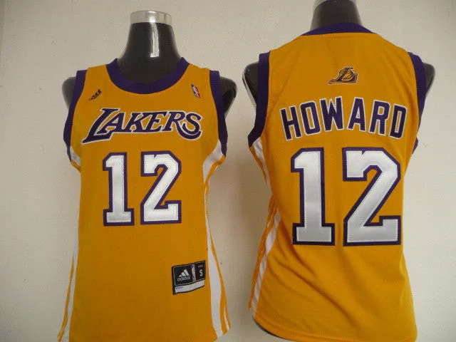 Player Edition Basketball Jersey-Lakers 12 Howard Yellow New Fabric Women Basketball Jersey