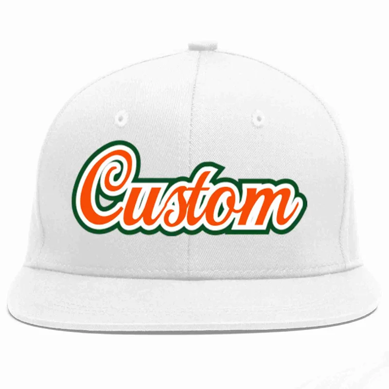 Retro Baseball Cap-Custom White Orange-White Casual Sport Baseball Cap