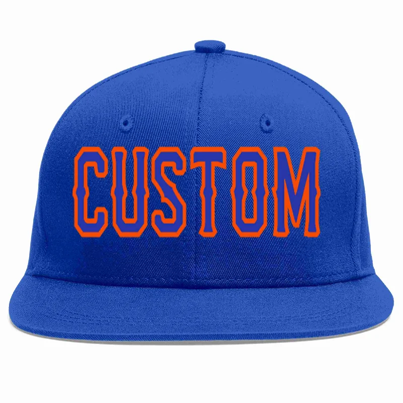 Washed Baseball Cap-Custom Royal Royal-Orange Casual Sport Baseball Cap