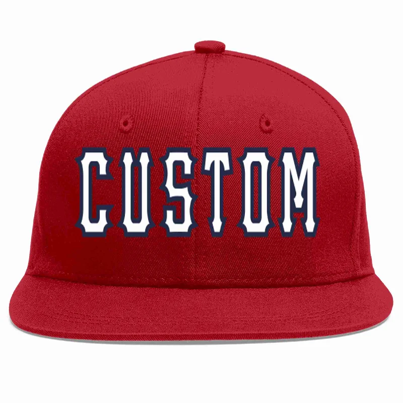 Contrast Stitch Baseball Cap-Custom Red White-Navy Casual Sport Baseball Cap