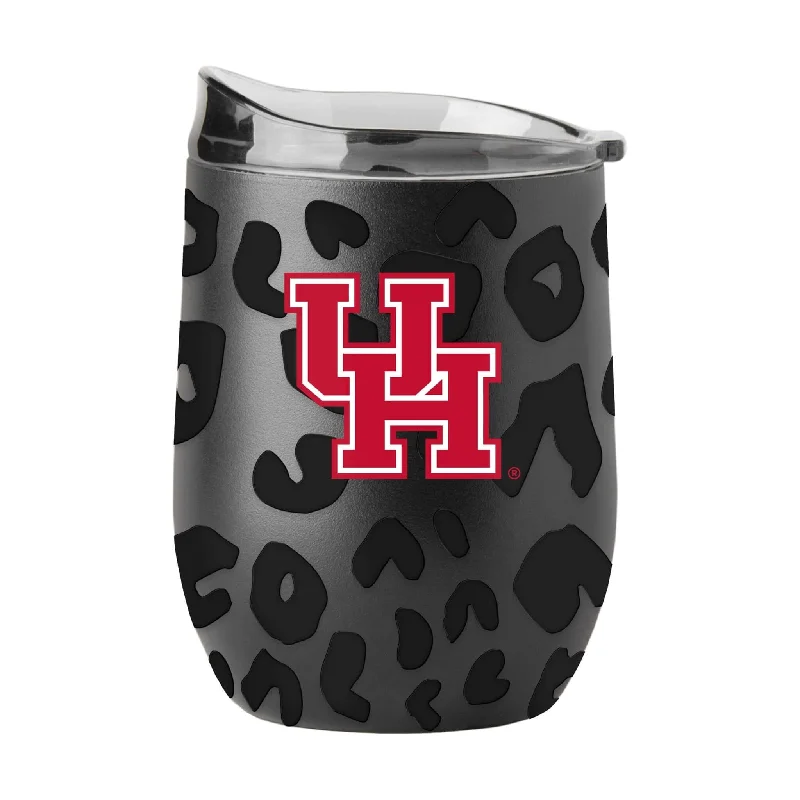 Desk Team Mug-Houston Leopard 16oz Black Powder Coat Curved Beverage