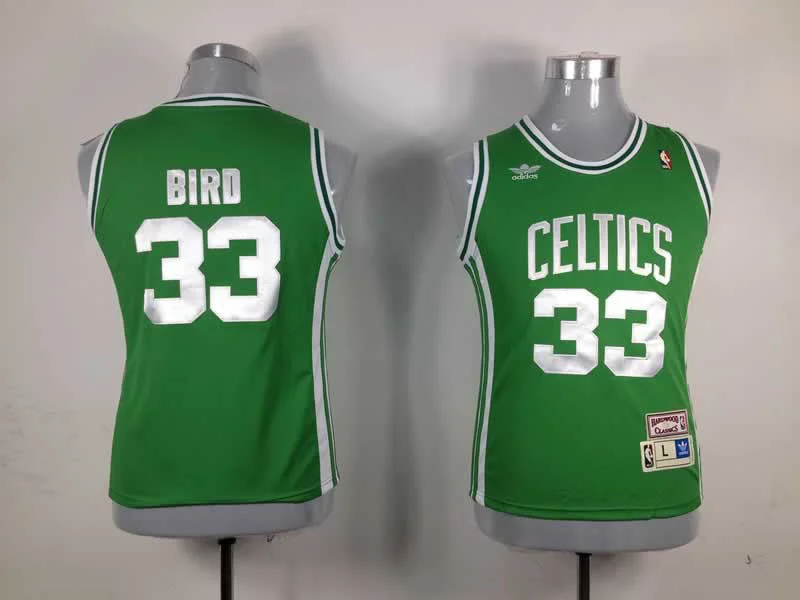 UV Protection Basketball Jersey-Celtics 33 Bird Green New Fabric Women Basketball Jersey