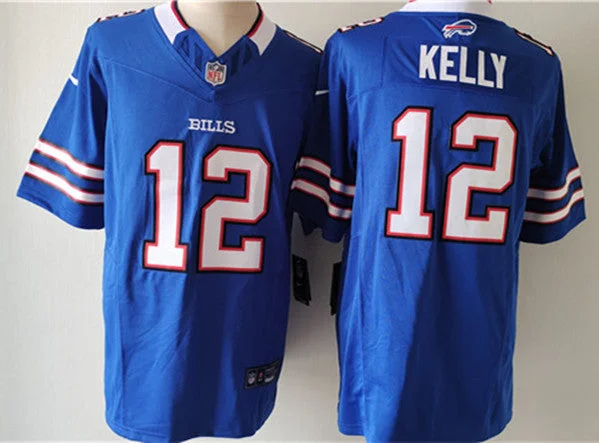 Embroidered Soccer Jersey-Men's Buffalo Bills #12 Jim Kelly Blue 2023 F.U.S.E. Untouchable Limited Football Stitched Jersey